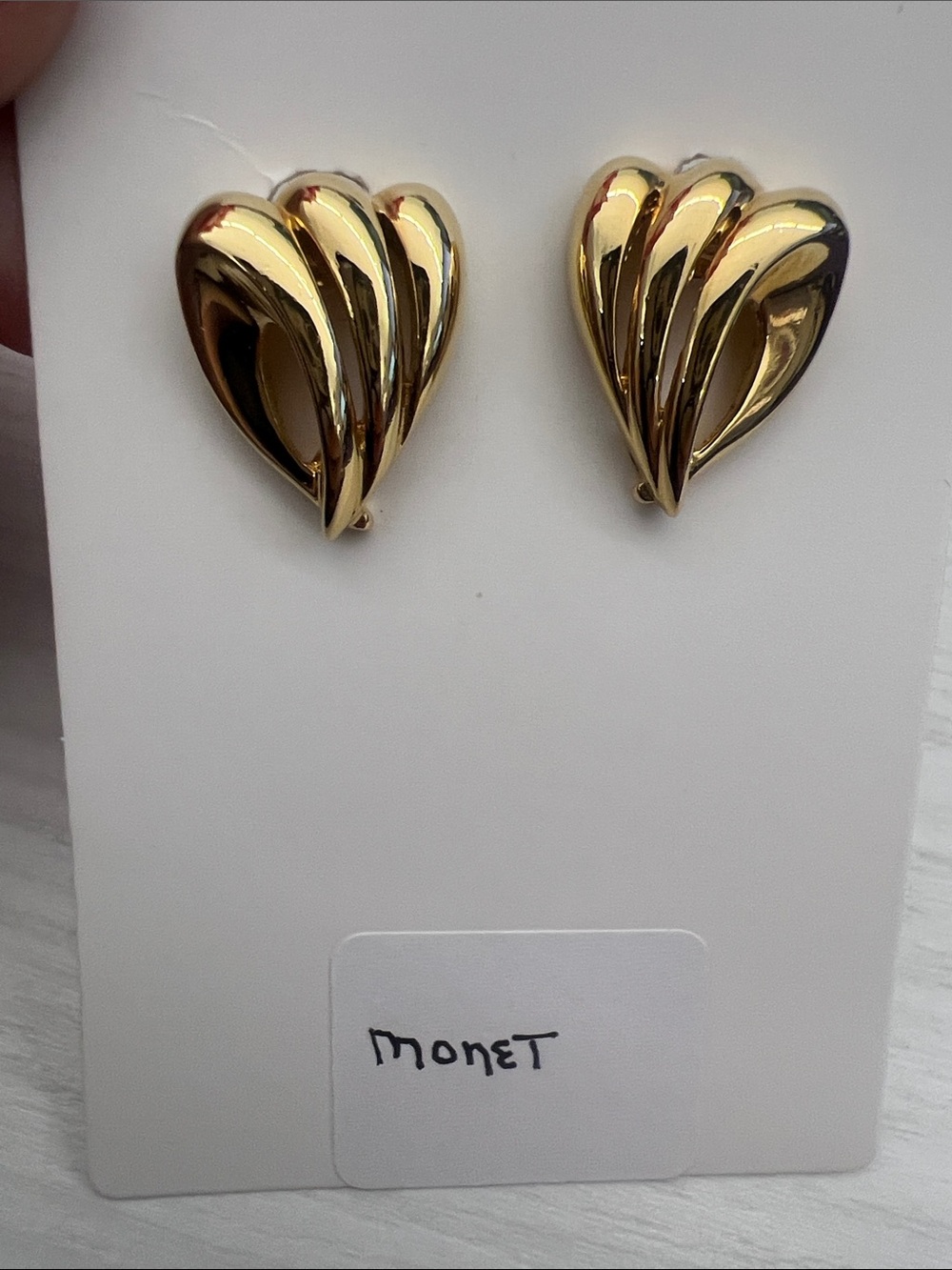Monet Gold Sculpted Drop Clip-On Earrings